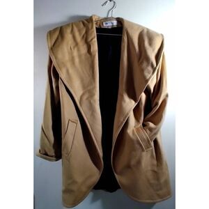 Paul et Duffier Size L Wool Collared Peacoat Tan Golden Coat